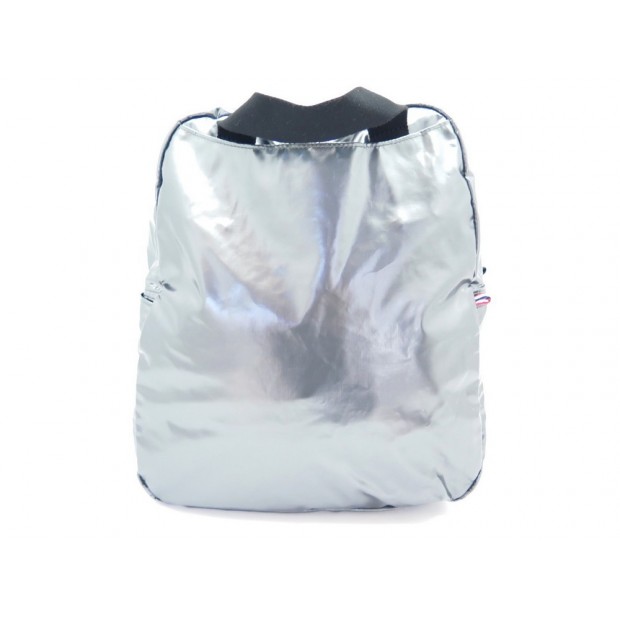 NEUF SAC A DOS JACK GOMME LAMI EN LIN ET CUIR ARGENTE SILVER BACKPACK 210€