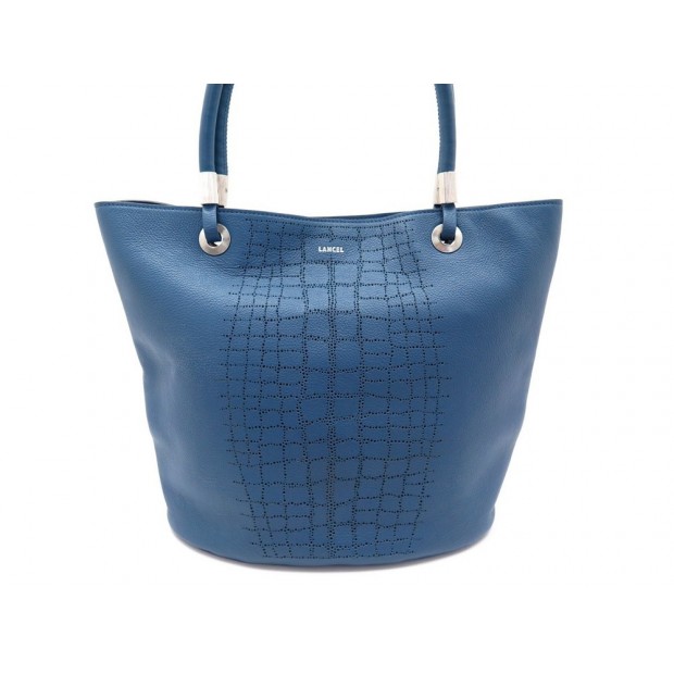 NEUF SAC A MAIN LANCEL FLORE CUIR BLEU 