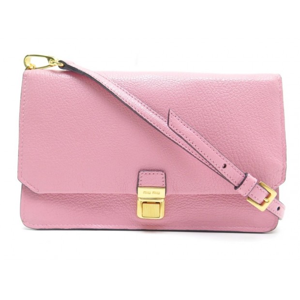 NEUF SAC A MAIN MIU MIU MADRAS RT0639 EN CUIR ROSE BANDOULIERE CLUTCH BAG 1200€