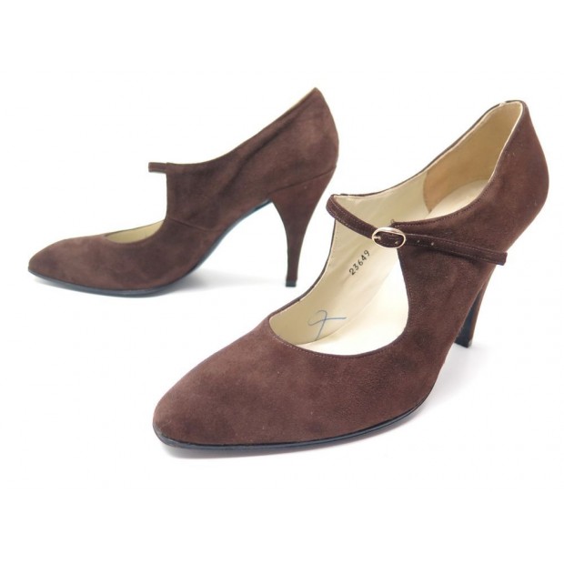 NEUF VINTAGE CHAUSSURES CHRISTIAN DIOR ESCARPINS 38 DAIM MARRON PUMP SHOES 550€