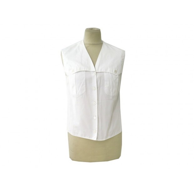 HAUT HERMES GILET SANS MANCHE TAILLE 36 S EN COTON BLANC TSHIRT TOP COTTON 600€