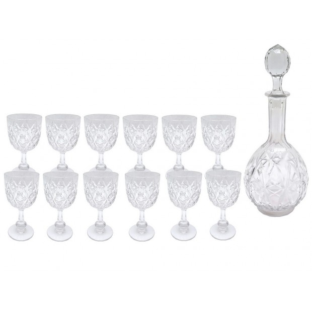 LOT DE 12 VERRES A VIN BACCARAT COLBERT EN CRISTAL CARAFE WINE GLASSES DECANTER