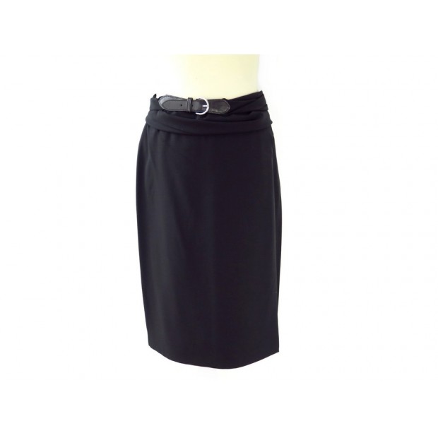 NEUF JUPE + CEINTURE HERMES TAILLE 40 M LAINE NOIRE BLACK WOOL SKIRT + BELT 600€