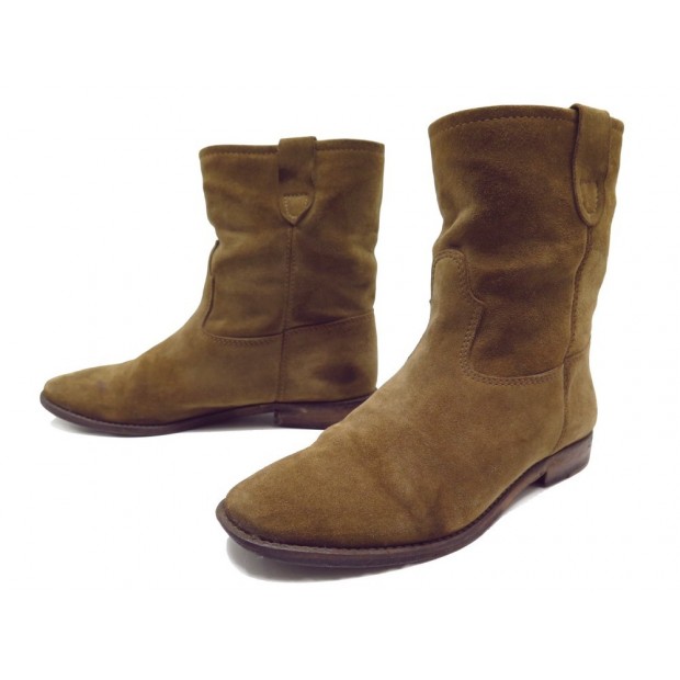 BOTTINES ISABEL MARANT EN VEAU VELOURS MARRON BROWN SUEDE LOW BOOTS 475€