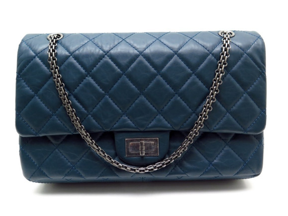 sac a main chanel maxi 2.55 mademoiselle cuir bleu