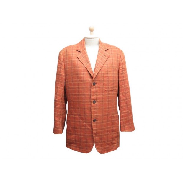 VESTE HERMES DE COSTUME TAILLE 50 L EN LIN ORANGE LINEN JACKET 4500€