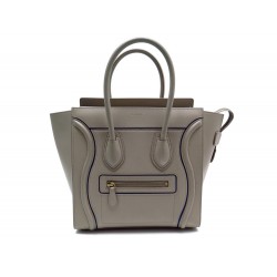 SAC A MAIN CELINE MICRO LUGGAGE EN CUIR TAUPE & BLEU HAND BAG PURSE 2250€