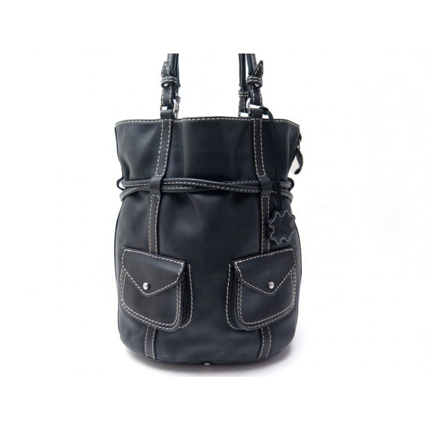 NEUF SAC A MAIN LANCEL SEAU EN CUIR NOIR BLACK LEATHER PURSE HAND BAG 595€