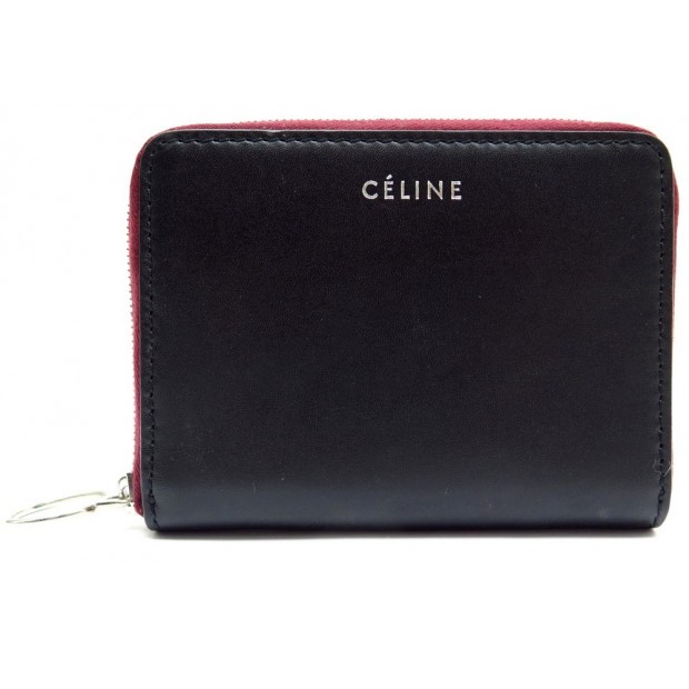 NEUF PORTEFEUILLE CELINE ZIPPE PM CUIR NOIR