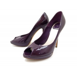 CHAUSSURES CHRISTIAN DIOR 38.5 ESCARPINS EN CUIR VERNI VIOLET PURPLE PUMP 750€