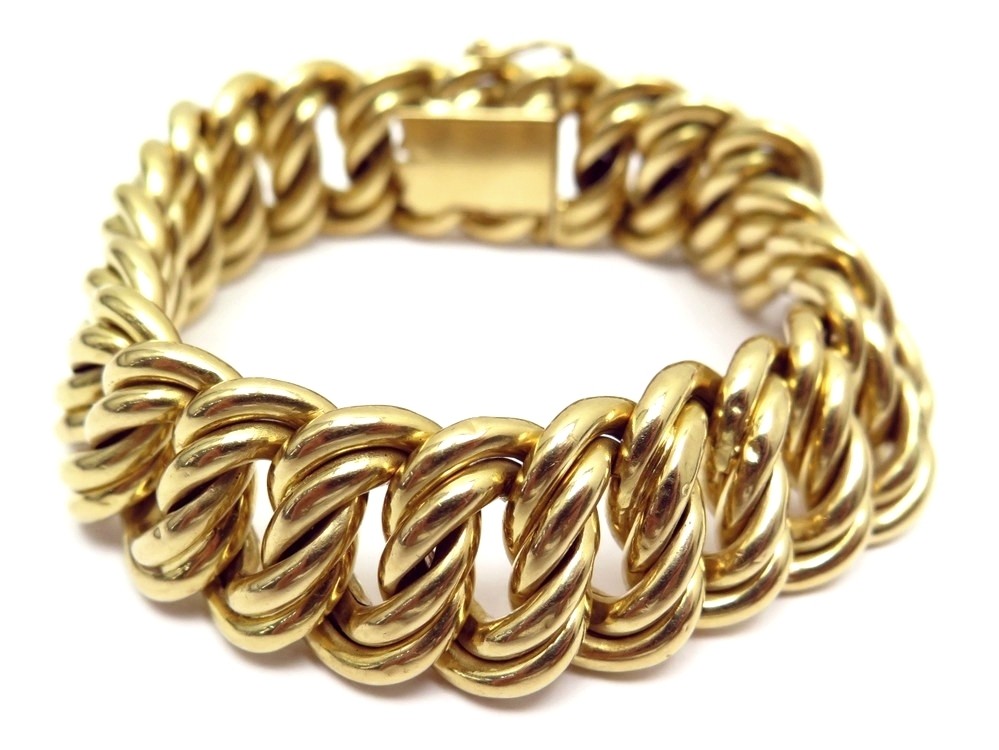 Bracelet Gourmette Mailles Américaines Plaqué Or - Occasion