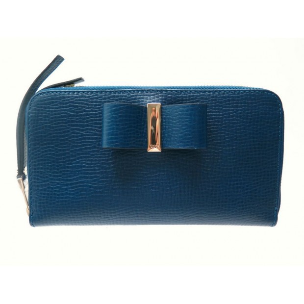 NEUF PORTEFEUILLE CHLOE NOEUD FACTORY BLUE 3P0290-970 CUIR PORTE MONNAIE 350€