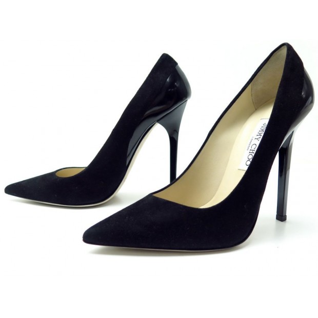 NEUF CHAUSSURES JIMMY CHOO 38.5 ESCARPINS 146KAYOMI EN DAIM NOIR SHOES NEW 495€