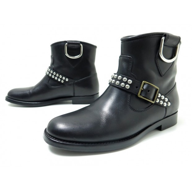  CHAUSSURES BOTTINES MOTARDES SAINT LAURENT CUIR FEMME 36.5 