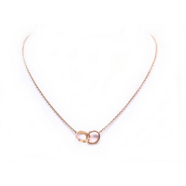  COLLIER CARTIER LOVE 2 ANNEAUX OR ROSE 18K 