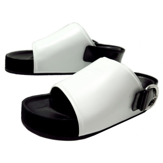 NEUF SANDALES CELINE EN CUIR NOIR & BLANC 37 660 