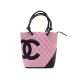 NEUF SAC A MAIN CHANEL SHOPPING CAMBON CUIR MATELASSE ROSE & NOIR HAND BAG 1500€