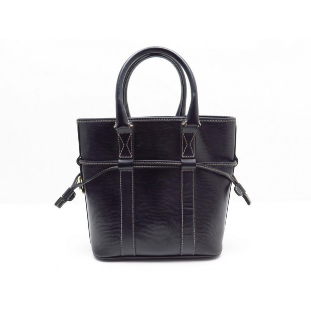 NEUF SAC A MAIN LANCEL ELSA PM CABAS FACON LEZARD & CUIR NOIR TOTE BAG NEW 450€