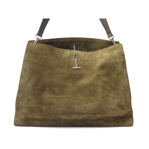 NEUF SAC A MAIN CELINE NEW SHOULDER BAG GM VEAU VELOURS VERT KAKI HAND BAG 2100€