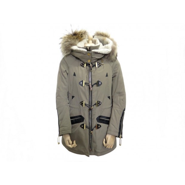 MANTEAU PHILIPP PLEIN PARKA FEMME VERTE CAPUCHE FOURRURE 