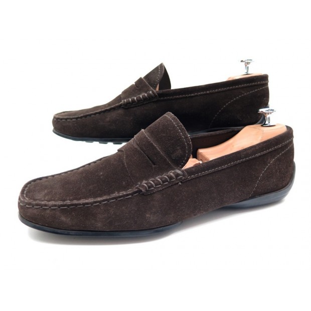 CHAUSSURES TOD'S GOMMINO 6.5 IT 41.5 FR MOCASSINS VEAU VELOURS MARRON SHOES 350€