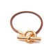 BRACELET HERMES GLENAN 18 CM EN METAL DORE & CORDON CUIR MARRON JEWEL 350€