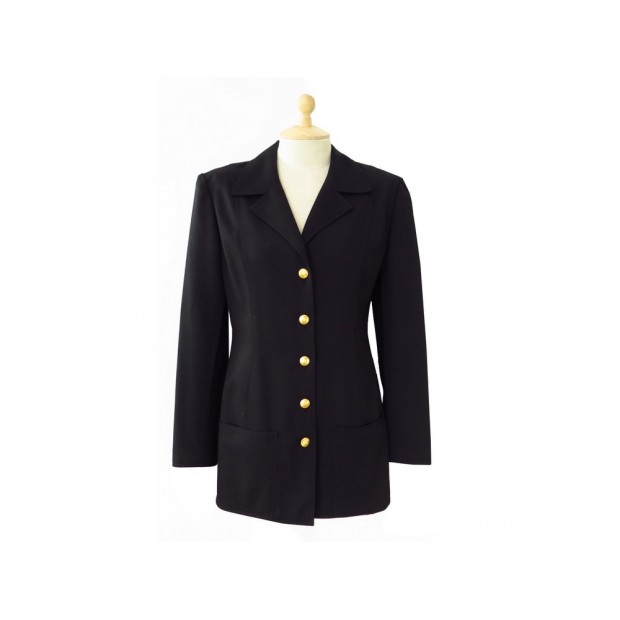 NEUF VESTE CHANEL TAILLEUR TAILLE 40 L EN COTON NOIR BLACK JACKET COTTON 4200€