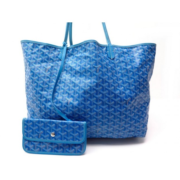 SAC A MAIN GOYARD SAINT LOUIS GM CABAS EN TOILE BLEU AVEC POCHETTE TOTE HAND BAG