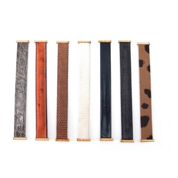 LOT DE 8 BRACELETS POUR MONTRE BOUCHERON SOLIS CUIR LEZARD CROCO AUTRUCHE TISSU