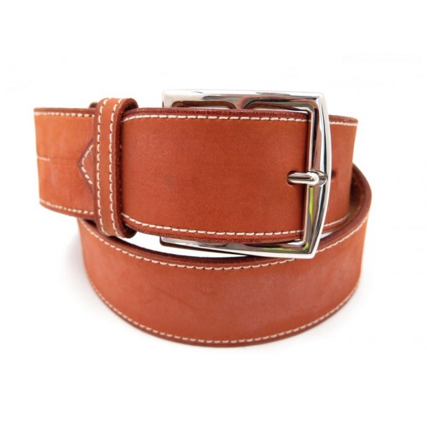 CEINTURE HERMES ETRIVIERE LARGE T 76 EN CUIR BARENIA BOUCLE ARGENTEE BELT 665€