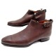 CHAUSSURES SANTONI 11604 BOTTINES A BOUCLE 6 IT 41 FR EN CUIR MARRON BOOTS 350€