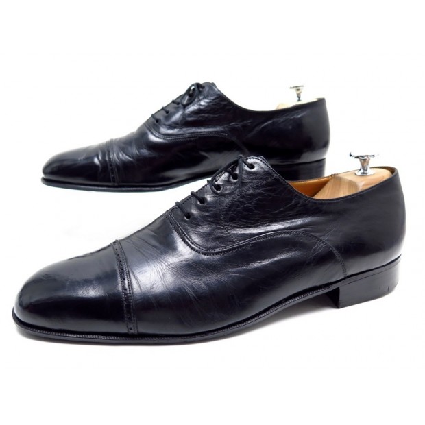 VINTAGE CHAUSSURES JM WESTON 303 RICHELIEU 10D 44 CUIR CHEVREAU NOIR SHOES 685€