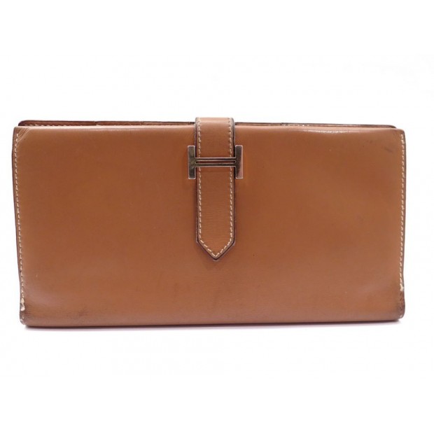 PORTEFEUILLE HERMES BEARN PORTE MONNAIE EN CUIR MARRON WALLET BILLFOLD 1920€