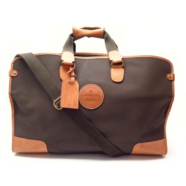 SAC DE VOYAGE A MAIN LANCEL 52CM BANDOULIERE EN TOILE & CUIR BAGAGE CABINE 375€