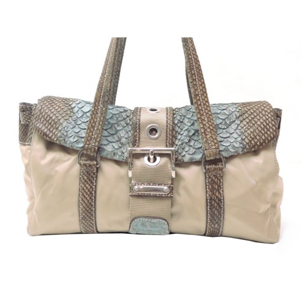 SAC A MAIN PRADA CABAS TOILE NYLON ET PYTHON 