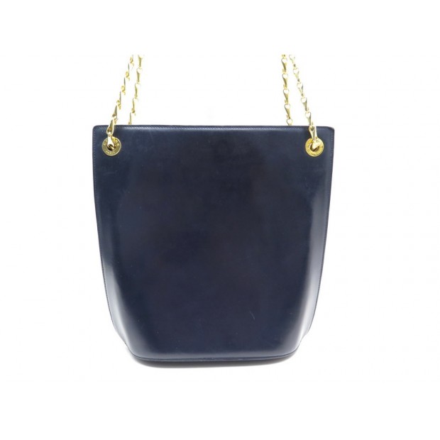 VINTAGE SAC A MAIN CELINE BANDOULIERE EN CUIR BLEU MARINE PURSE HAND BAG 1200€