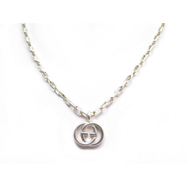 COLLIER GUCCI LOGO EN ARGENT 925 22.2G SILVER INTERLOCKING NECKLACE 250€