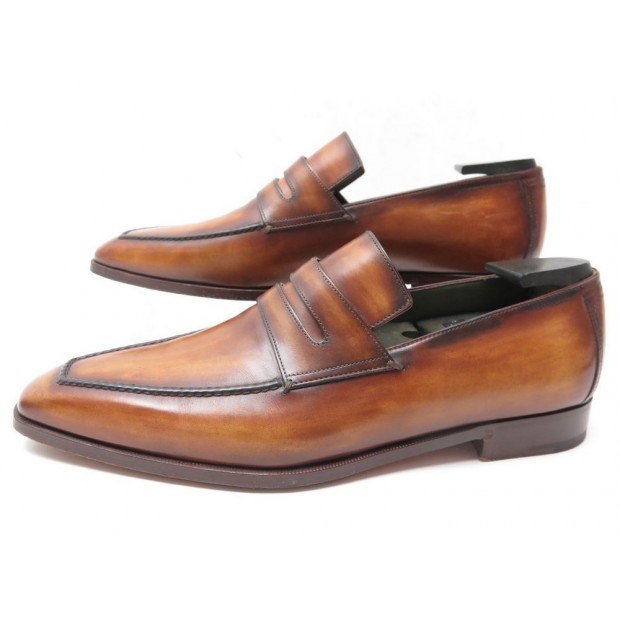 NEUF CHAUSSURES BERLUTI ANDY 11 44 MOCASSINS EN CUIR PATINE MARRON LOAFERS 1580€