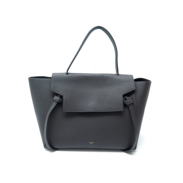 SAC A MAIN CELINE BELT CUIR GRAINE GRIS ANTHRACITE LEATHER HAND BAG PURSE 1600€