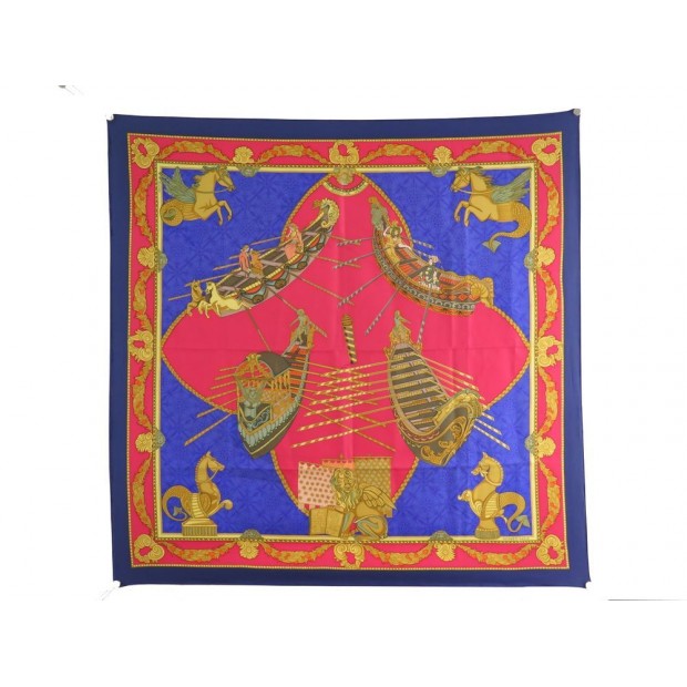 VINTAGE FOULARD HERMES LES BISSONE DE VENISE EN SOIE CARRE 90 CM SILK SCARF 360€