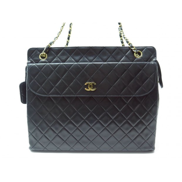 SAC A MAIN CHANEL CAMERA CUIR MATELASSE NOIR 