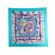 NEUF FOULARD HERMES CORRESPONDANCE CATHY LATHAM CARRE SOIE BLEU SILK SCARF 360€