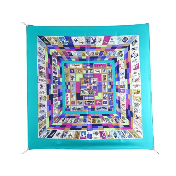 NEUF FOULARD HERMES CORRESPONDANCE CATHY LATHAM CARRE SOIE SILK SCARF 360