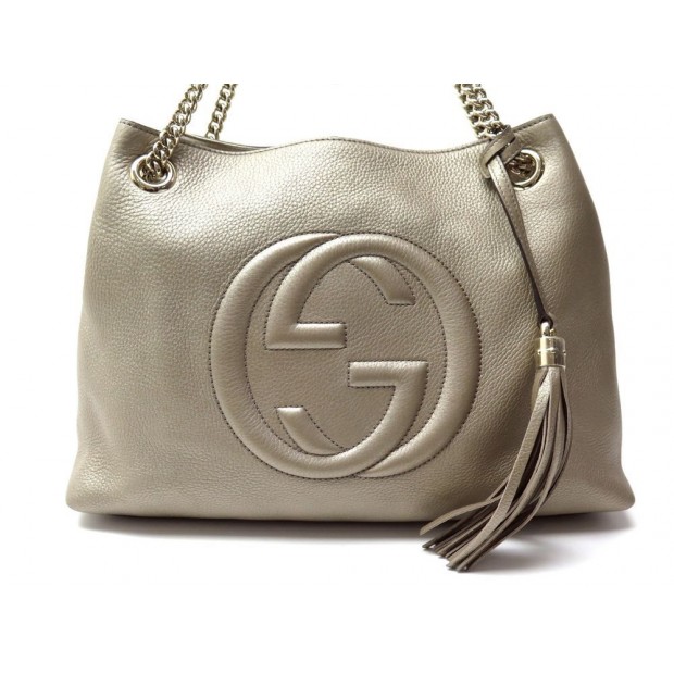 main gucci soho 308982 logo cc en cuir