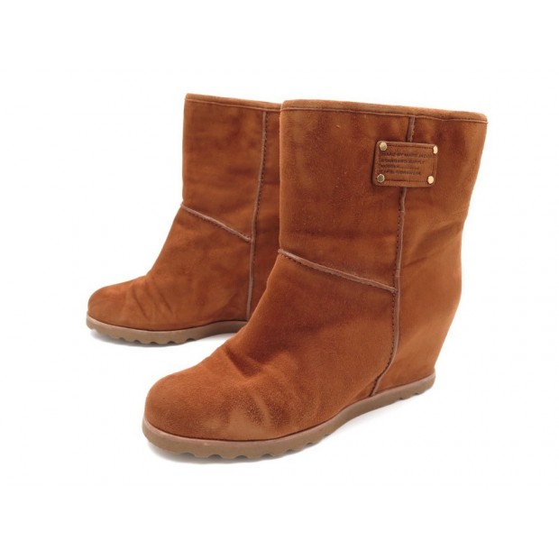 CHAUSSURES MARC BY MARC JACOBS BORREGUITO BOTTINES 39.5 DAIM MARRON BOOTS 320€