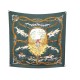 FOULARD HERMES LE BIEN ALLER CARRE EN SOIE VERTE 1979 CHASSE A COURRE SCARF 360€