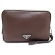 NEUF SAC A MAIN PRADA POCHETTE JOUR HOMME EN CUIR GRAINE MARRON CLUTCH 950