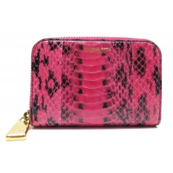 NEUF PORTEFEUILLE MICHAEL KORS PORTE MONNAIE CARTE CUIR SERPENT ROSE WALLET 350€