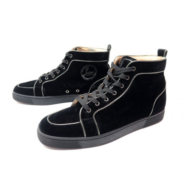 CHAUSSURES CHRISTIAN LOUBOUTIN BASKETS RANTUS 42.5 EN VELOURS NOIR NEAKERS 665€