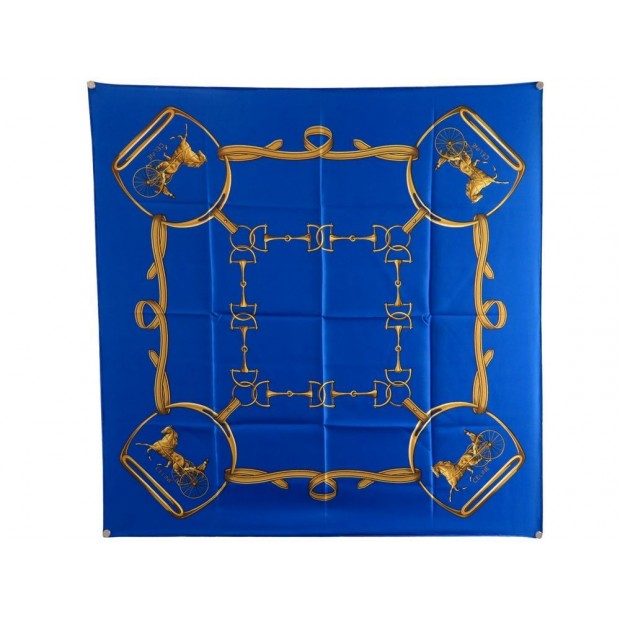 NEUF FOULARD CELINE CARRE EN SOIE BLEU SILK SCARF 380